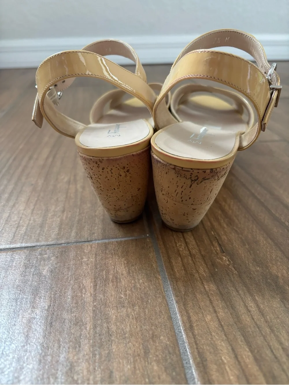 Salvatore Ferragamo Patent Leather My Sunset Cork Wedge Sandals Size 7.5 M